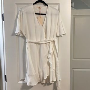 Boutique White Wrap Dress, NWT